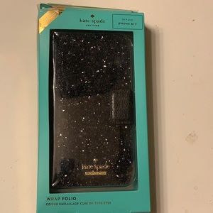 Kate Spade black wrap folio for iPhone 8/7. NIB